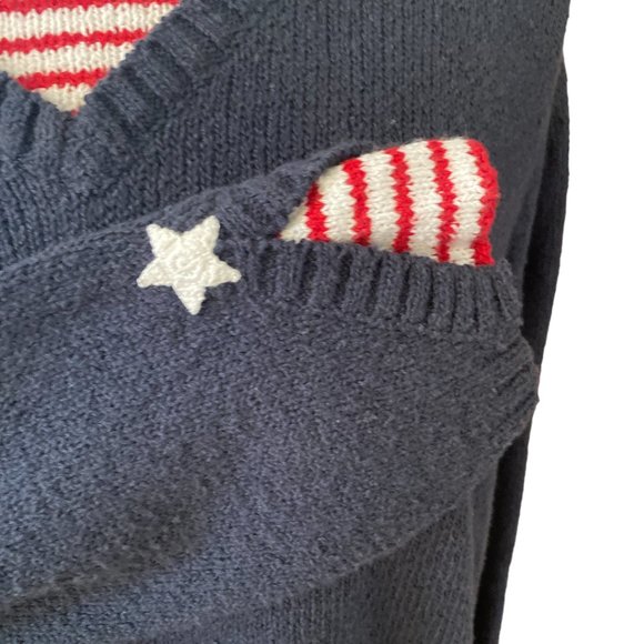 Monterey Bay Patriotic Nautical Stripes Crochet Stars Slub Cotton Sweater-M - Picture 6 of 13